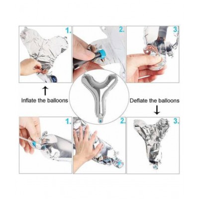 Happy Birthday Letter Foil Balloon Set of (Silver) + Pack of 50 Metallic Balloons (Black, Gold and Silver)