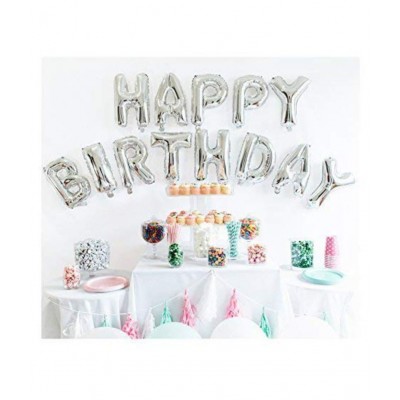Happy Birthday Letters (Silver) Toy Foil Balloon+30 Pink Metallic Balloons