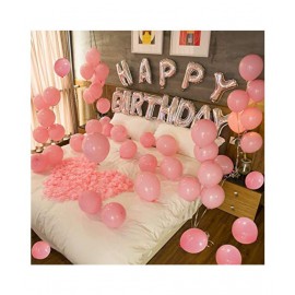 Happy Birthday Letters (Silver) Toy Foil Balloon+30 Pink Metallic Balloons