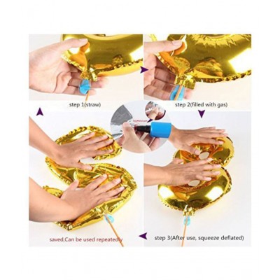 Happy Birthday Letters Toy Foil Balloon (13 Pieces) +30 Metallic Balloons (Blue, Silver &Black)