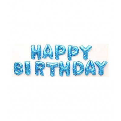 Happy Birthday Toy Decoration Foil Balloon with Polka Dot Alphabets Letter (Pack of 13 Letters)-Blue