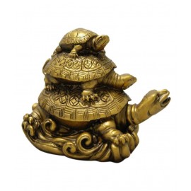 Happy Starstell Golden Resin Fengshui Three Tier Tortoise