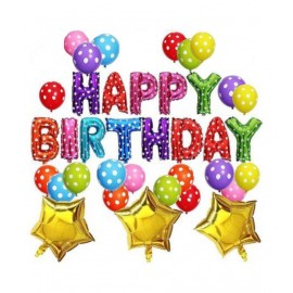 Happy birthday foil with 30 pcs polka dot balloons Decorations Set (multi) with pack of 3 Star Foil Gold Balloon