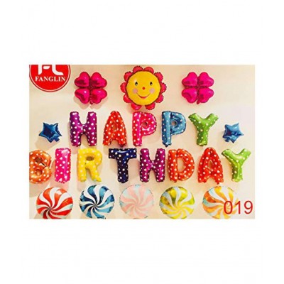 Happy birthday foil with 30 pcs polka dot balloons Decorations Set (multi) with pack of 3 Star Foil Gold Balloon