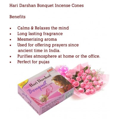 Hari Darshan Bouquet Dry Cone Dhoop (Pack of 12, 12 Sticks in Each)
