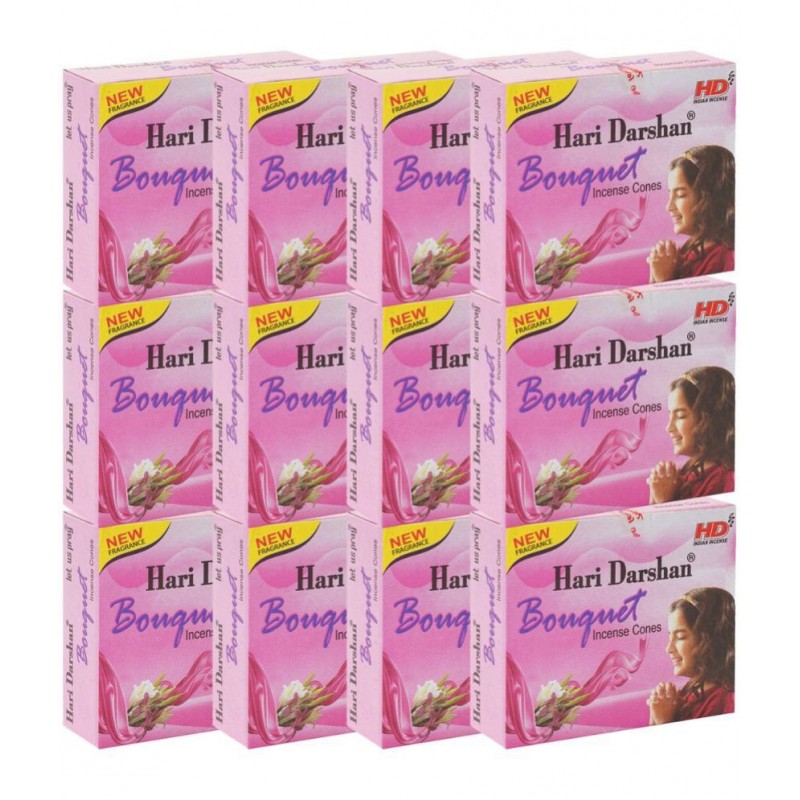 Hari Darshan Bouquet Dry Cone Dhoop (Pack of 12, 12 Sticks in Each)