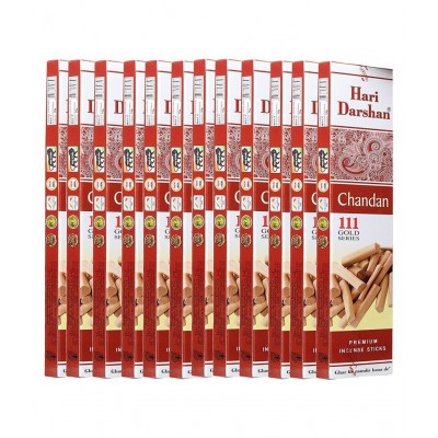 Hari Darshan Chandan 111 Gold Agarbatti | Premium Incense Sticks for Pooja - Pack 12, 15g in Each