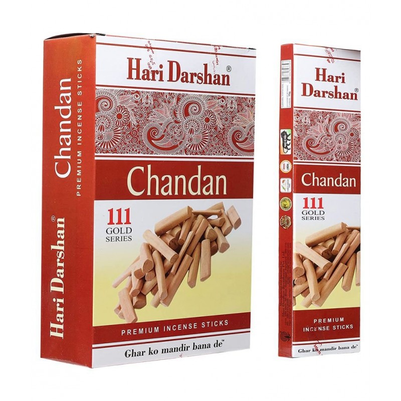 Hari Darshan Chandan 111 Gold Agarbatti | Premium Incense Sticks for Pooja - Pack 12, 15g in Each