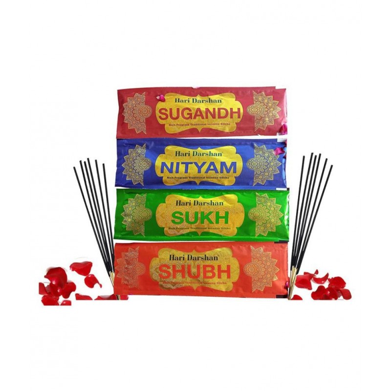 Hari Darshan Combo Agarbatti | Sugandh | Nityam | Sukh | Shubh | Rich Fragrant Traditional Incense Sticks - (Pack of 12, Each of 3 Packet)