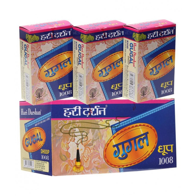Hari Darshan Gugal Dhoop 1008 | Made with Pure Gugal & Herbs - 20 Sticks in Each, Pack of 12 Hari Darshan Gugal Dhoop 1008 | Made with Pure Gugal & Herbs - 20 Sticks in Each, Pack of 12