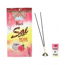 Hari Darshan Hari Sai Rose Incense Sticks| Charcoal Free 100% Herbal Agarbatti with Natural Rose Fragrance- Pack of 3 X 100 Sticks