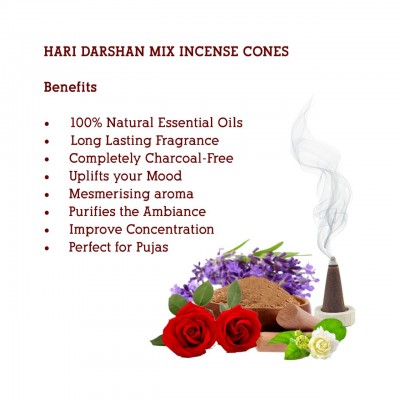 Hari Darshan Mix Cone Lavender Rose Sandal Mogra (120 Pcs, 30 sticks of Each )