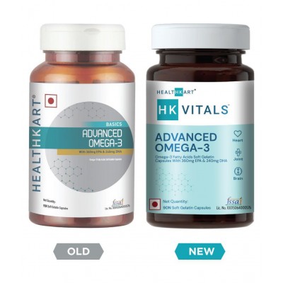 HealthKart HK Vitals Advanced Omega-3 with 360mg EPA & 240mg DHA, 90 capsules