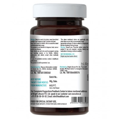 HealthKart HK Vitals Biotin 10000mcg, Supplement for Hair Growth, Strong Hair and Glowing Skin, Nail Brittleness, 90 Tablets