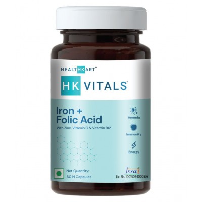 HealthKart HK Vitals Biotin 60 tablets + Iron Folic,Unflavoured (Pack of 2)