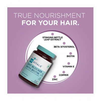 HealthKart HK Vitals DHT Blocker with Biotin, Stinging Nettle and Soya Protein, Helps Reduce Hair Fall, Stimulates Hair Growth, 60 Tablets