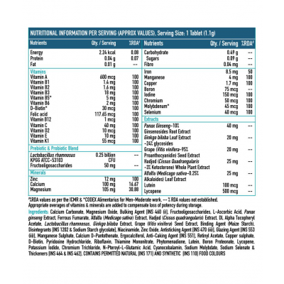 HealthKart HK Vitals Multivitamin with Probiotics, with Vitamin C, B, D, Zinc, Supports Immunity and Gut health, 60 Tablets