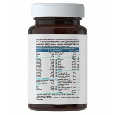 HealthKart HK Vitals Multivitamin with Probiotics, with Vitamin C, B, D, Zinc, Supports Immunity and Gut health, 60 Tablets