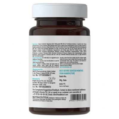 HealthKart HK Vitals Multivitamin with Probiotics, with Vitamin C, B, D, Zinc, Supports Immunity and Gut health, 60 Tablets