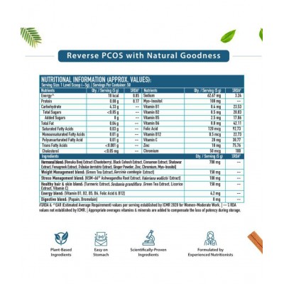 HealthKart HK Vitals PCOS Balance with Herbs (Mixed Fruit, 250 g), Plant Based Supplement for Hormonal Balance