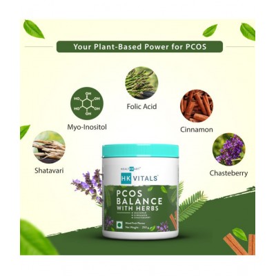 HealthKart HK Vitals PCOS Balance with Herbs (Mixed Fruit, 250 g), Plant Based Supplement for Hormonal Balance