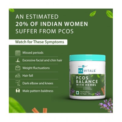HealthKart HK Vitals PCOS Balance with Herbs (Mixed Fruit, 250 g), Plant Based Supplement for Hormonal Balance
