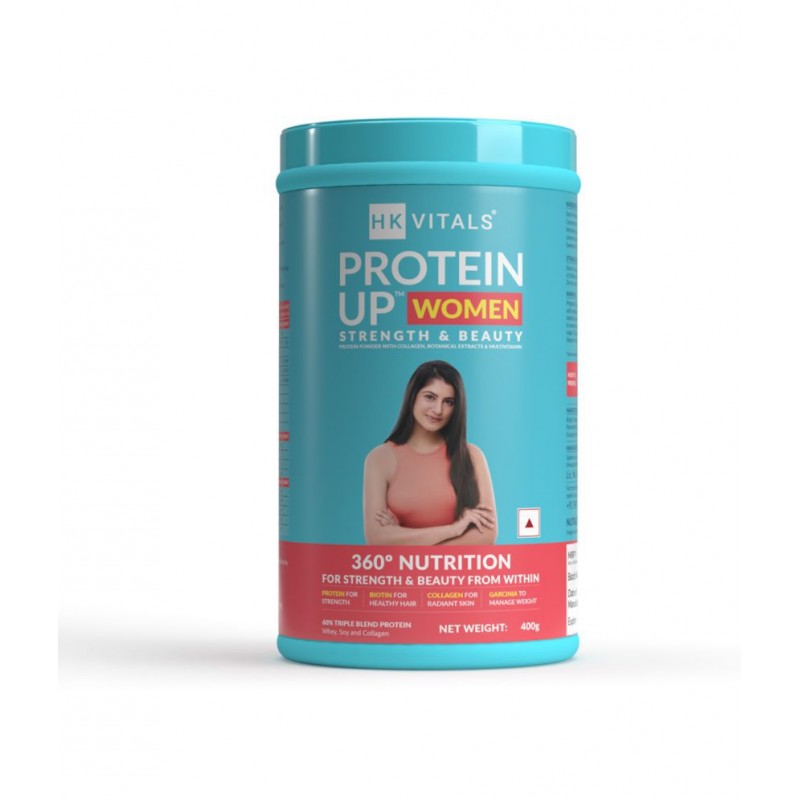 HealthKart HK Vitals ProteinUp Women with Soy, Whey Protein, Collagen, Vitamin C, E & Biotin for strength and beauty from within (Chocolate, 400 g / 0.88 lb)