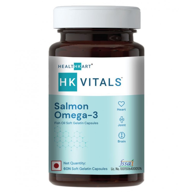 HealthKart HK Vitals Salmon Omega 3, 1000 mg Omega 3 Fish Oil (180 mg EPA & 120 mg DHA), For Joints Health, 60 Omega 3 Capsules