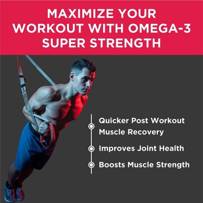 HealthKart HK Vitals Super Strength Fish Oil Supplement for Men and Women, 84% Purity, 460mg EPA and 380mg DHA, for Healthy Heart, Eyes & Joints, 60 Softgel Capsules