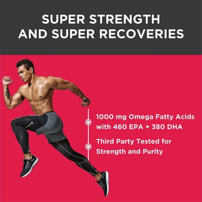 HealthKart HK Vitals Super Strength Fish Oil Supplement for Men and Women, 84% Purity, 460mg EPA and 380mg DHA, for Healthy Heart, Eyes & Joints, 60 Softgel Capsules
