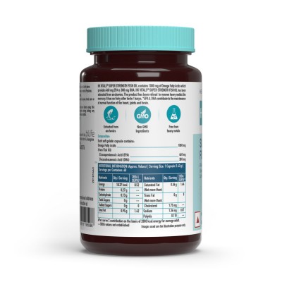HealthKart HK Vitals Super Strength Fish Oil Supplement for Men and Women, 84% Purity, 460mg EPA and 380mg DHA, for Healthy Heart, Eyes & Joints, 60 Softgel Capsules