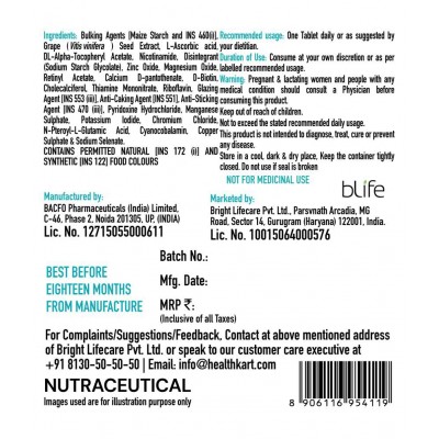 HealthKart HK Vitals Zinc Supplement with Vitamin C & D3, Multivitamin and Multimineral, Immunity Boosters For Adults, 60 Tablets