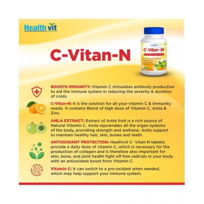 HealthVit C-Vitan-N Vitamin C Zinc1000mg 60 no.s Vitamins Tablets