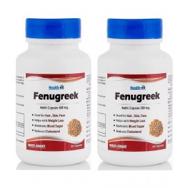 HealthVit Fenugreek Powder 500mg 60 Capsules (Pack Of 2) For Diabetic Care HealthVit Fenugreek Powder 500mg 60 Capsules (Pack Of 2) For Diabetic Care
