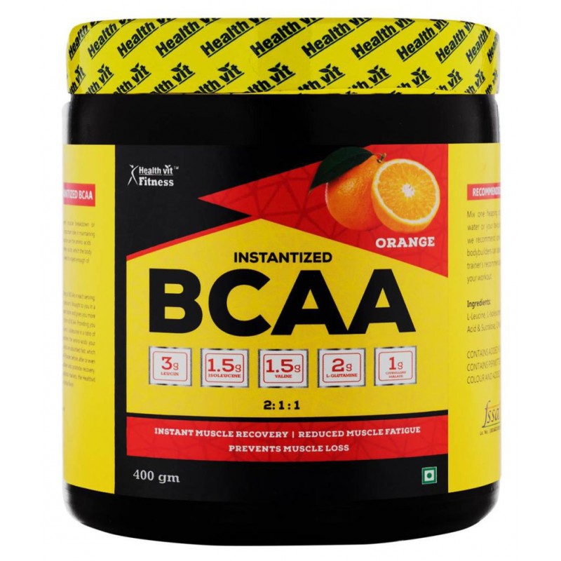 HealthVit Fitness BCAA , Powder Tangy Orange Pre/PostWorkout 400 gm