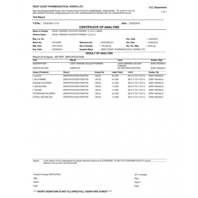 HealthVit Fitness BCAA 6000, 200 Tangy Orange 200 gm