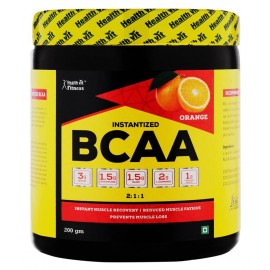 HealthVit Fitness BCAA 6000, Tangy Orange Pre/Post workout 200 gm