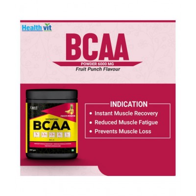 HealthVit Fitness BCAA 6000mg Fruit Punch Flavour 200 gm