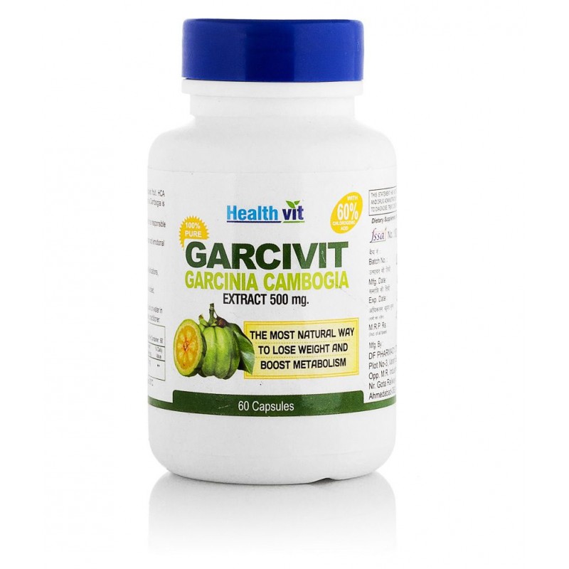 HealthVit GARCIVIT Pure Garcinia Cambogia Supplements 500mg 60 Capsules - Pack of 2
