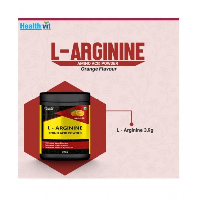 HealthVit L-Arginine Amino Acid Powder 200gm Energy Drink for Adult 200 gm