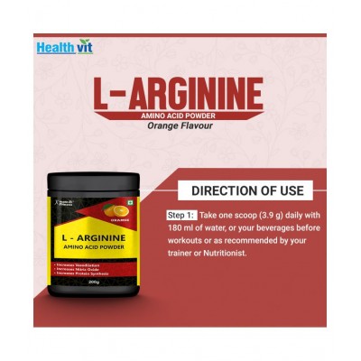 HealthVit L-Arginine Amino Acid Powder 200gm Energy Drink for Adult 200 gm