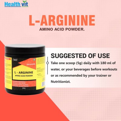 HealthVit L-Arginine Amino Acid Powder Muscle Building & Endurance- 200 gm