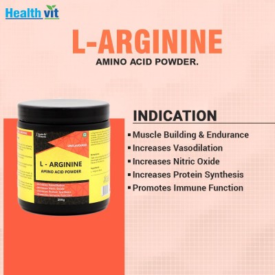 HealthVit L-Arginine Amino Acid Powder Muscle Building & Endurance- 200 gm
