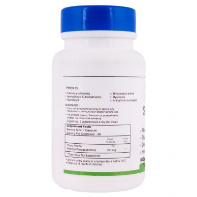 HealthVit SHIGRUVIT 100% Pure Shigru Powder 250mg 60 Capsules - Pack of 2