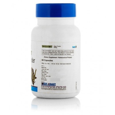 HealthVit SHIGRUVIT 100% Pure Shigru Powder 250mg 60 Capsules - Pack of 2