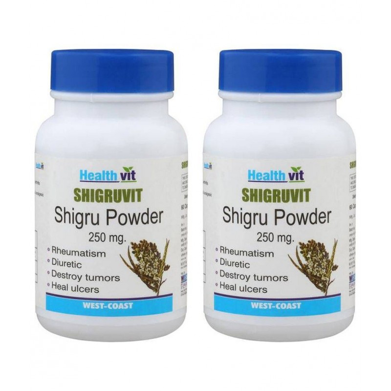 HealthVit SHIGRUVIT 100% Pure Shigru Powder 250mg 60 Capsules - Pack of 2