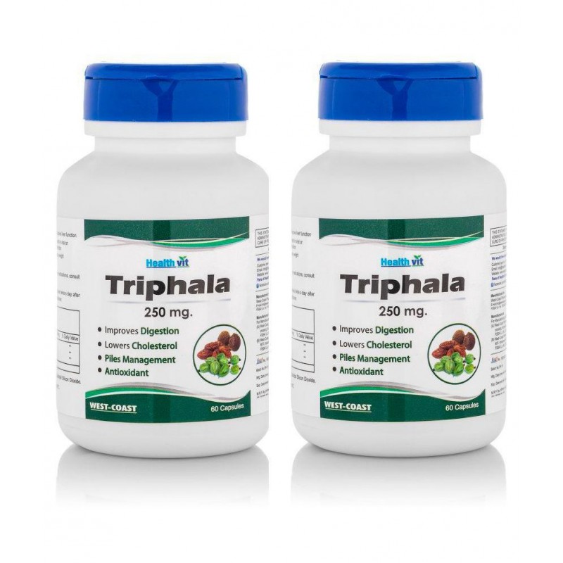 HealthVit Trifala Triphala Powder 250mg Capsule 60 no.s Pack Of 2