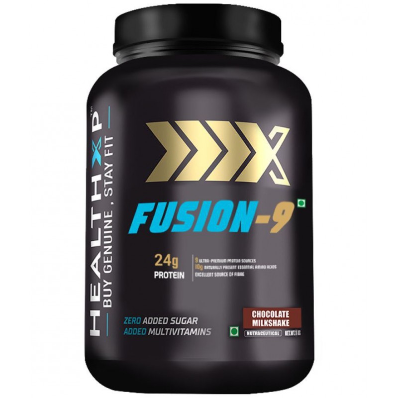 HealthXP - Fusion - 9 Whey Protein Blend Whey Protein Powder ( 1 kg , Chocolate Milkshake - Flavour )