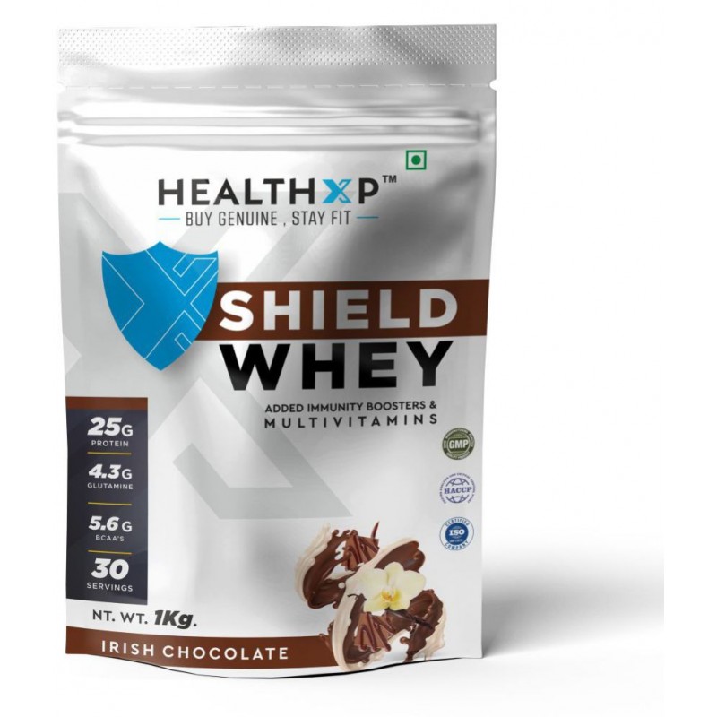 HealthXP - Shield Whey Whey Protein Powder ( 1 kg , Cookies and Cream - Flavour )