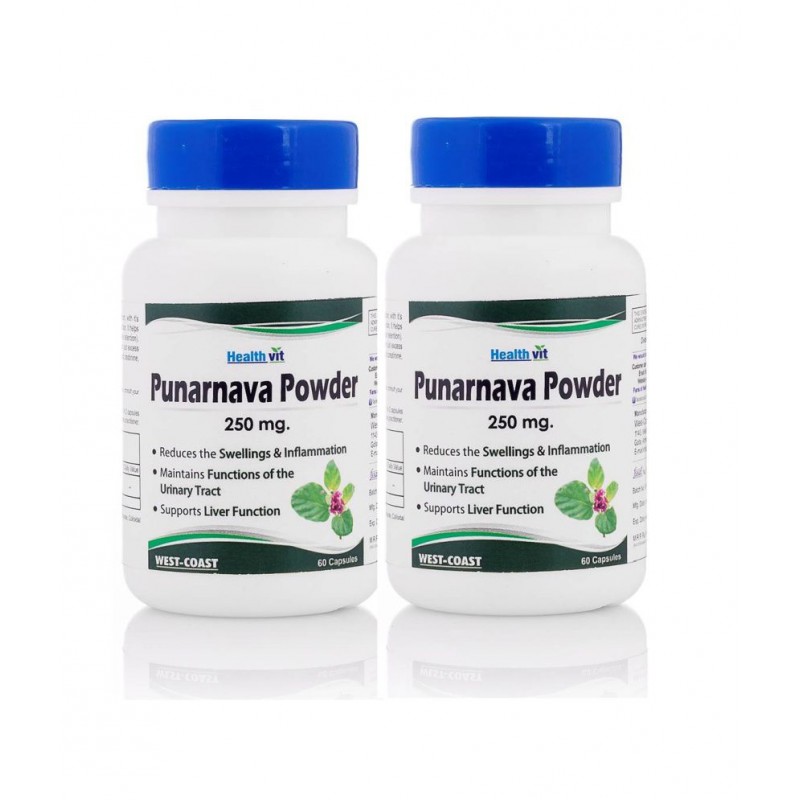 Healthvit Punarnava Powder 250mg 60 Capsules - Pack of 2 Healthvit Punarnava Powder 250mg 60 Capsules - Pack of 2
